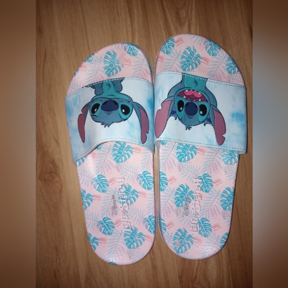 Disney Stitch Pink & Teal Slide Sandals for Women